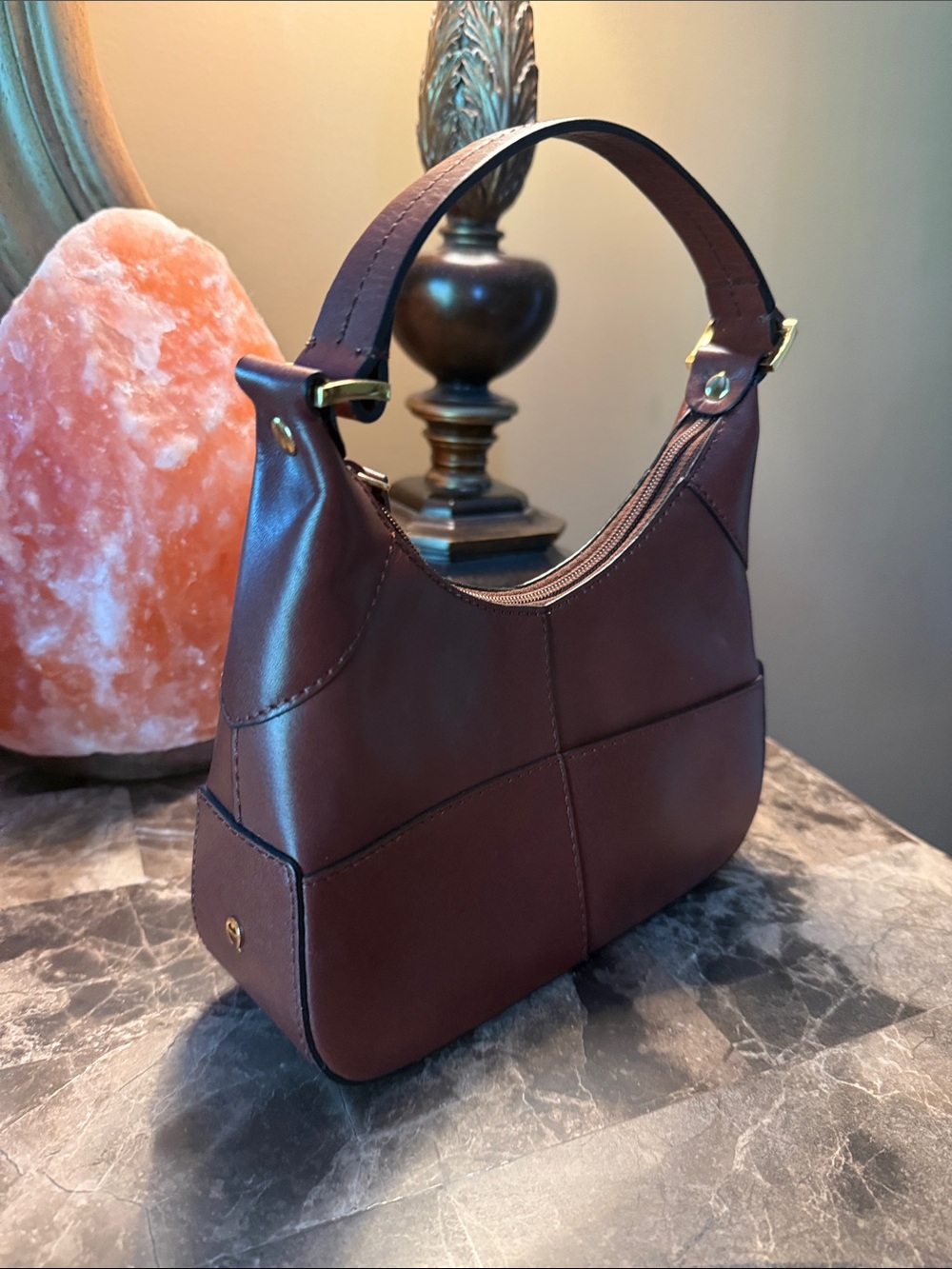 Etienne Aigner Rustic Brown Leather Shoulder Bag